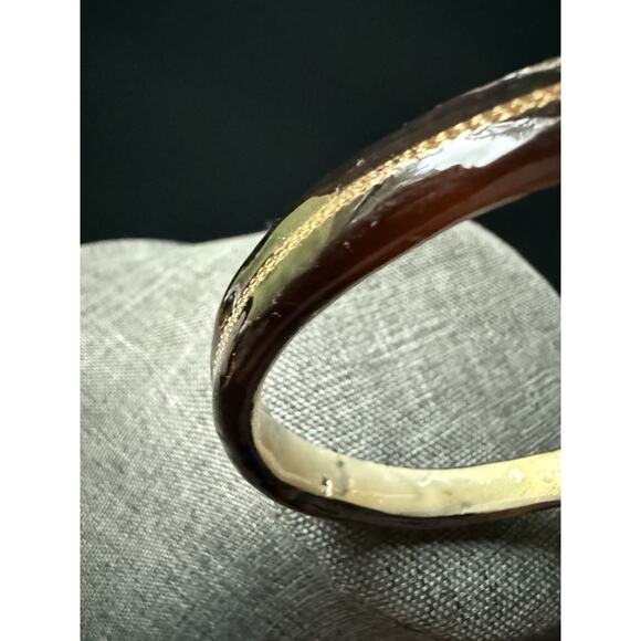 Vintage Lucite Acrylic Bracelet Brown Mod Stackable MCM Retro Minimalist Career - Picture 3 of 6